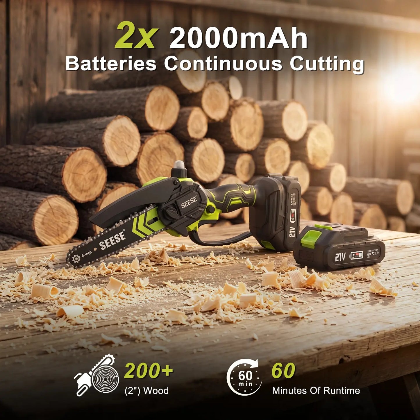 Mini Cordless Chainsaw 6 Inch for Tree Trimming & Wood Cutting