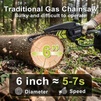 Mini Cordless Chainsaw 6 Inch for Tree Trimming & Wood Cutting
