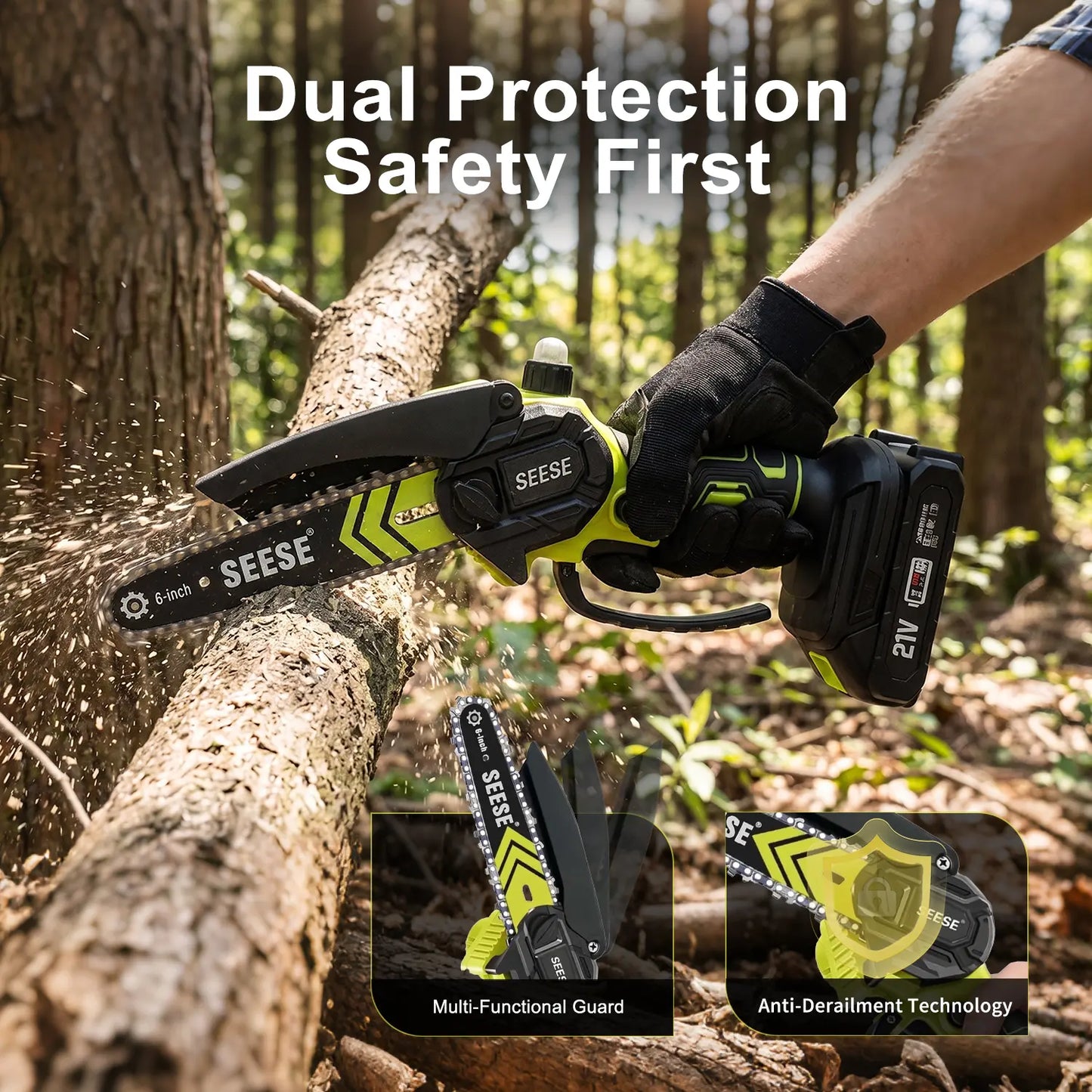 Mini Cordless Chainsaw 6 Inch for Tree Trimming & Wood Cutting