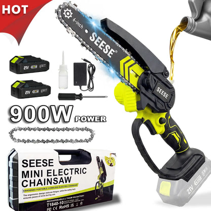 Mini Cordless Chainsaw 6 Inch for Tree Trimming & Wood Cutting