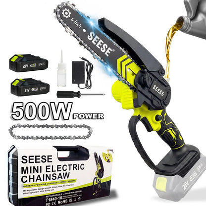 Mini Cordless Chainsaw 6 Inch for Tree Trimming & Wood Cutting
