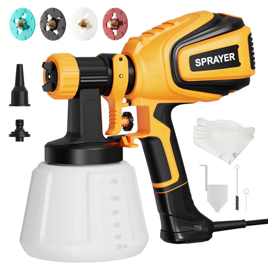 700W HVLP Paint Sprayer Kit with 4 Nozzles and 3 Spray Patterns