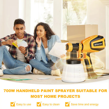 700W HVLP Paint Sprayer Kit with 4 Nozzles and 3 Spray Patterns